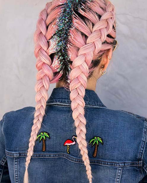 Double Dutch Braids with Glitter