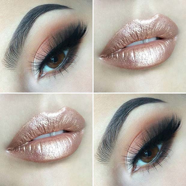 Golden Peach Metallic Makeup for Summer Makeup Ideas 