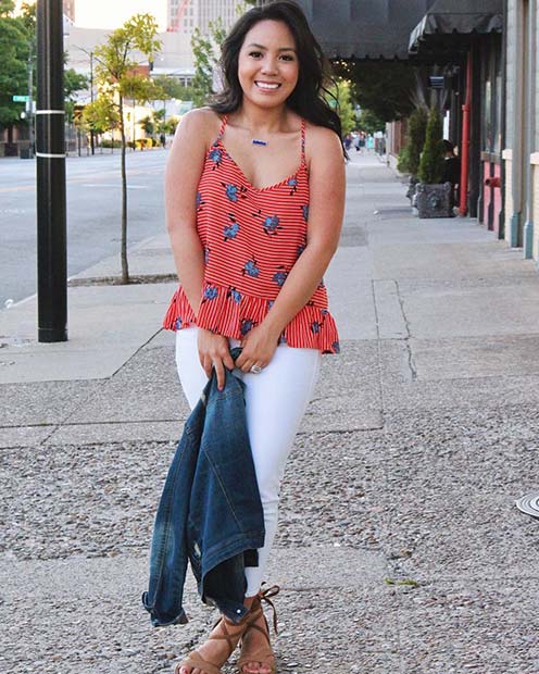 Cute Top and Denim Jacket for Casual Summer Outfits 