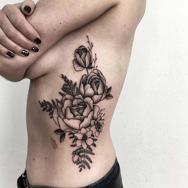 Rose Rib Tattoo Badass Tattoo for Women