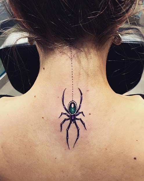 Spider Neck Tattoo for Badass Tattoo Idea for Women