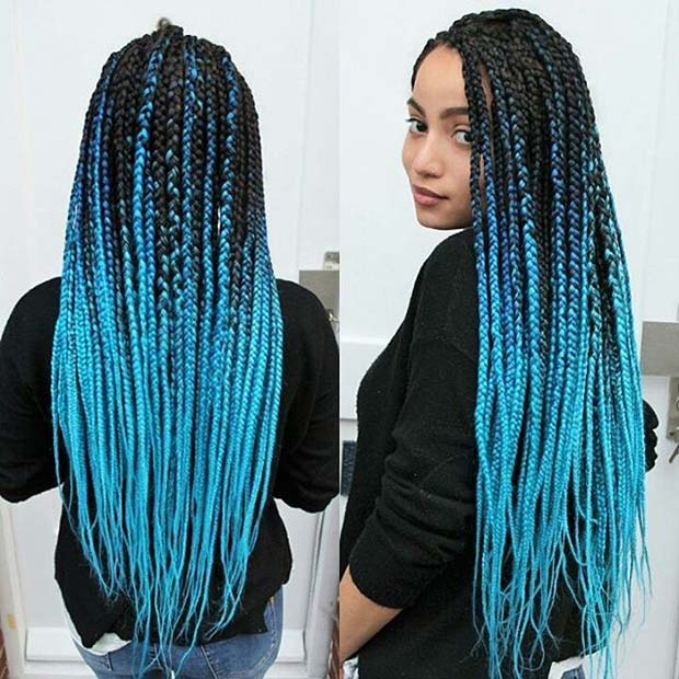 Blue Ombre Box Braids for Summer Protective Styles for Black Women 