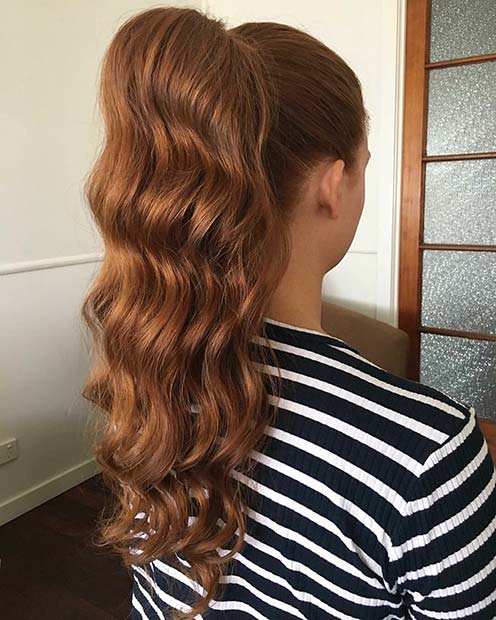 Wavy High Ponytail for Elegant Ponytail Hairstyles 