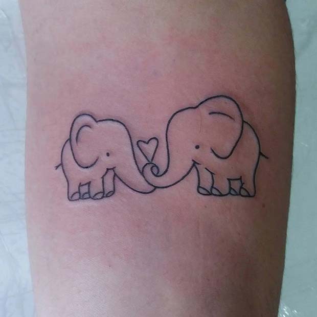 Cute Heart Elephants for Elephant Tattoo Ideas