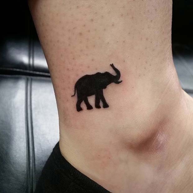 Simple Black Ink Tattoo for Elephant Tattoo Ideas