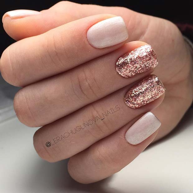 Rose Gold Glitter Nails for Elegant Nail Designs for Short Nails