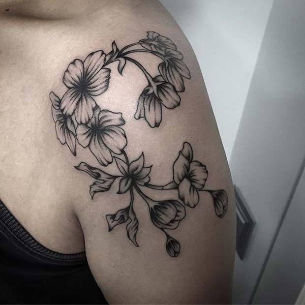 Wonderland Tattoos  Floral shoulder cap by Alice Kendall