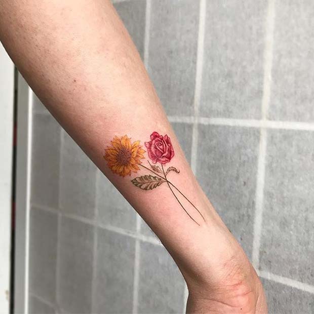Colorful Flower Tattoo for Flower Tattoo Ideas for Women 