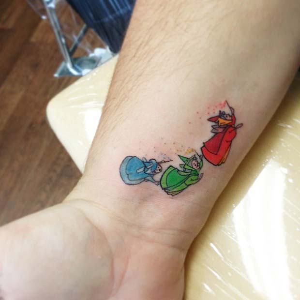 Cute The Three Good Fairies Tattoo for Small Disney Tattoo Ideas