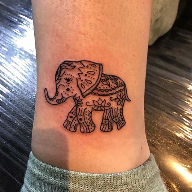 Small and Cute Elephant Tattoo for Elephant Tattoo Ideas