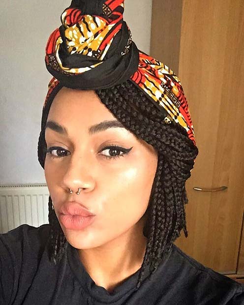 Braided Bob with Head Scarf for Braided Bobs for Black Women