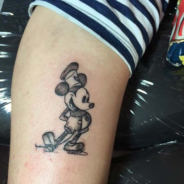 Steamboat Willie for Small Disney Tattoo Ideas