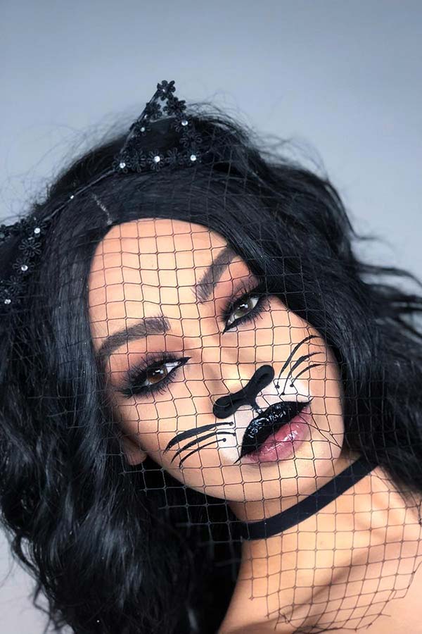 Cute Cat Makeup Idea for Halloween
