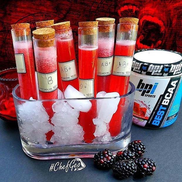 "Blood" Test Tubes for Halloween Party Drinks
