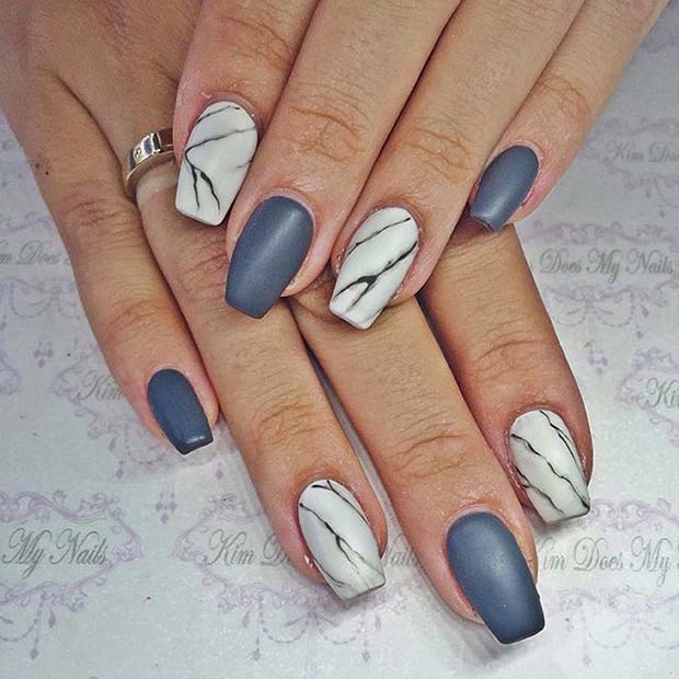 Matte and Marble for Matte Nail Designs for Fall 