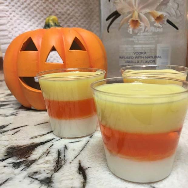 Candy Corn Shots for Halloween Party Drinks