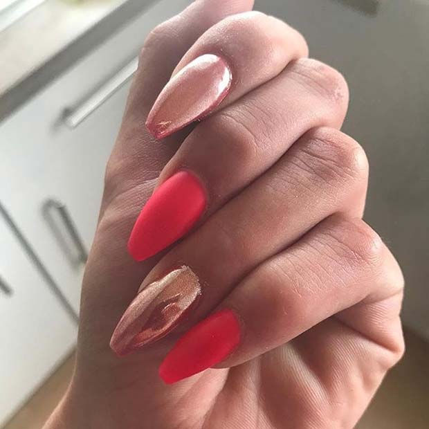 Pink and Chrome for Matte Nail Designs for Fall 