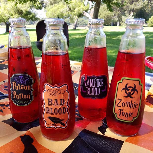 Halloween Theme Bottles for Halloween Party Drinks