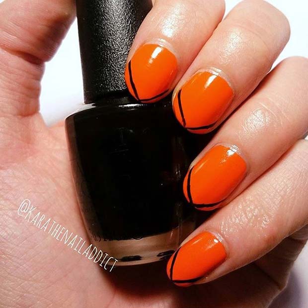 Stylish Black and Orange Nails for Halloween Nail Designs 