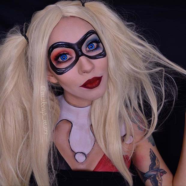 Harley Quinn Makeup for Cute Halloween Makeup Ideas 