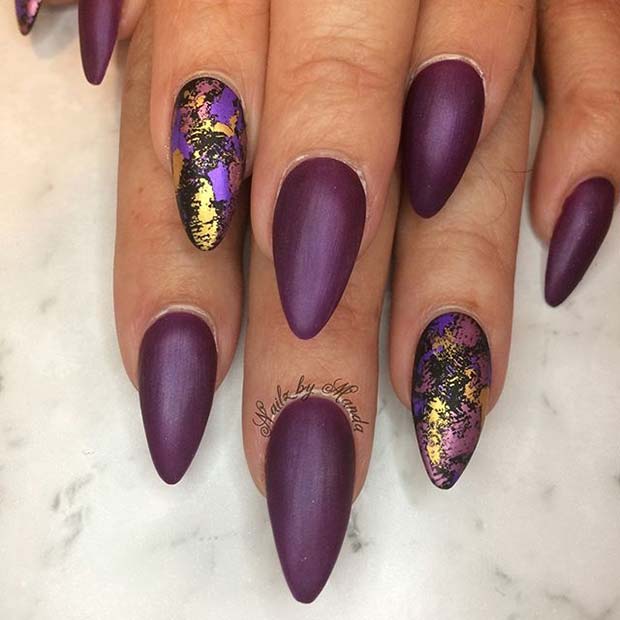 Trendy Matte and Foil Nail Art for Matte Nail Designs for Fall 
