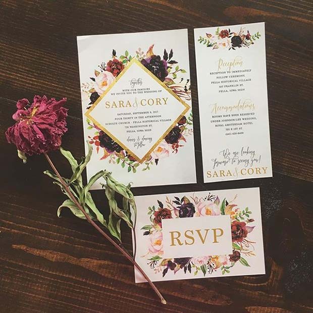 Fall Floral Design Wedding Invitation for Fall Wedding Ideas 