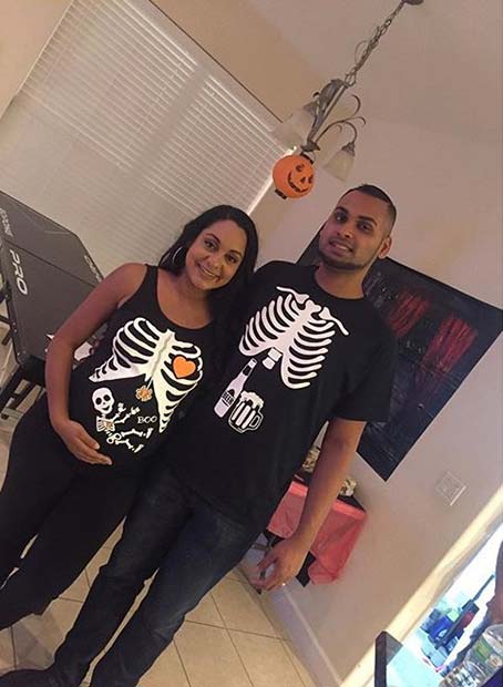 Skeleton Couples Costume for Halloween Costumes for Pregnant Women