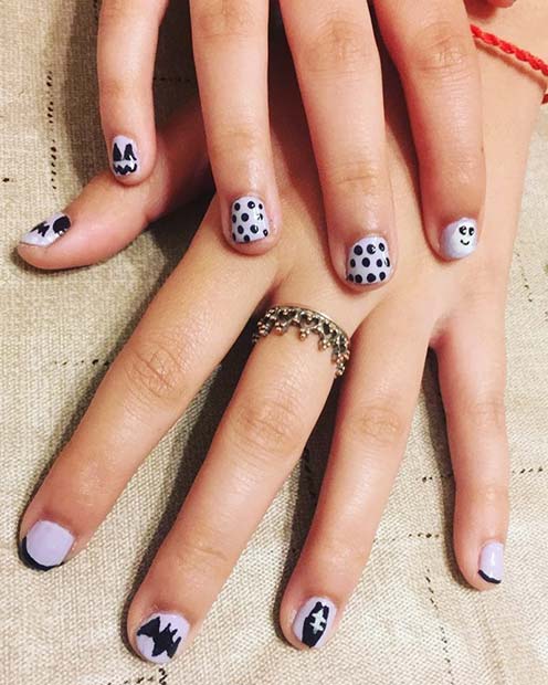 Black and White Halloween Designs for Halloween Nail Designs