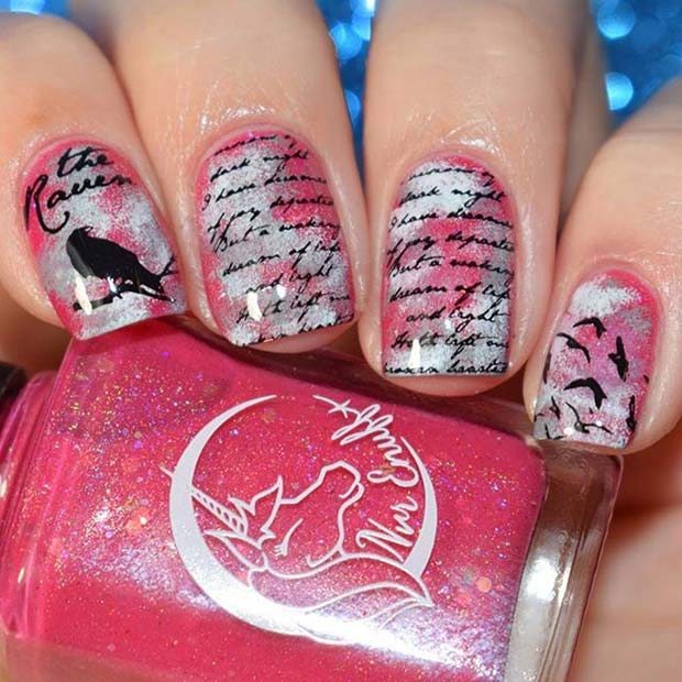 The Raven Nails for Halloween Nail Designs