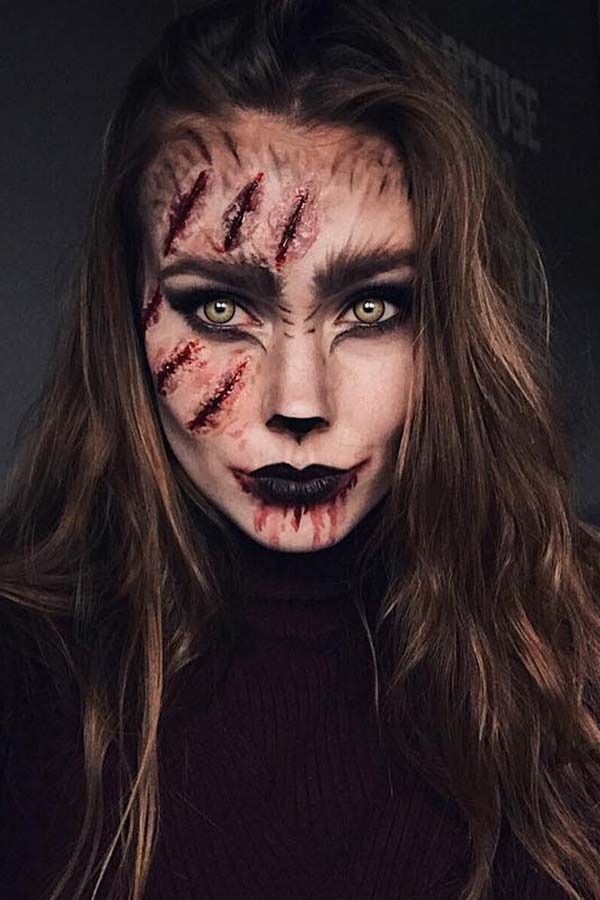 Scary Werewolf Halloween Makeup