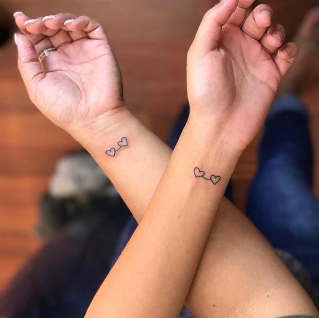 Double Heart Design for Popular Mother Daughter Tattoos