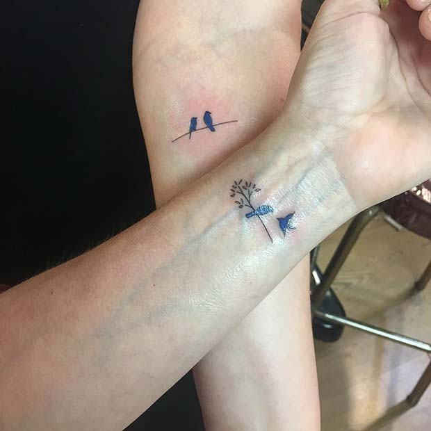 Cute Bird Tattoos for Popular Mother Daughter Tattoos