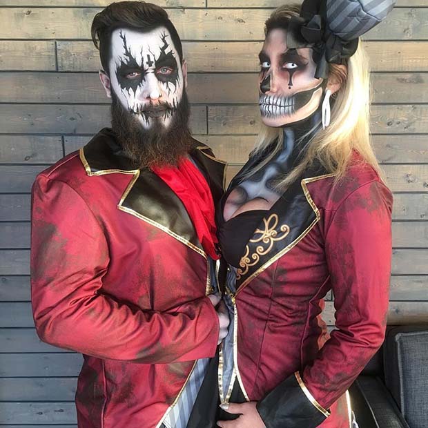 Scary Circus Skeleton Couples Halloween Costume