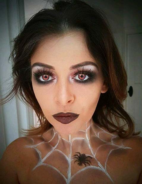 Pretty Makeup with Spider Web for Pretty Halloween Makeup Ideas