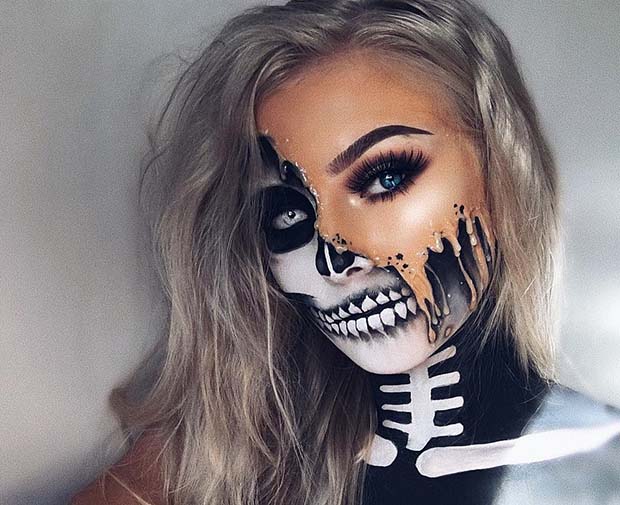 Melting Skull Halloween Makeup