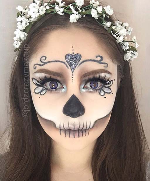 Half Skull Halloween Makeup for Pretty Halloween Makeup Ideas