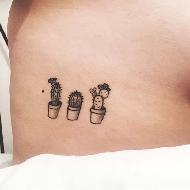 Cute Cacti Tattoo for Tiny Tattoo Ideas
