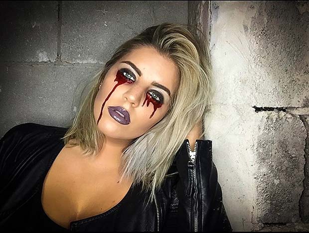 Bloody Tears for Easy, Last-Minute Halloween Makeup Looks