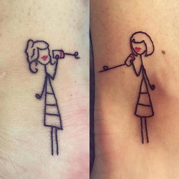 Mother and Daughter Stick Figure Tattoos for Popular Mother Daughter Tattoos