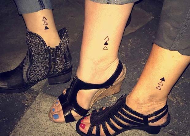 Stylish Triangular Tattoo Designs for Popular Mother Daughter Tattoos