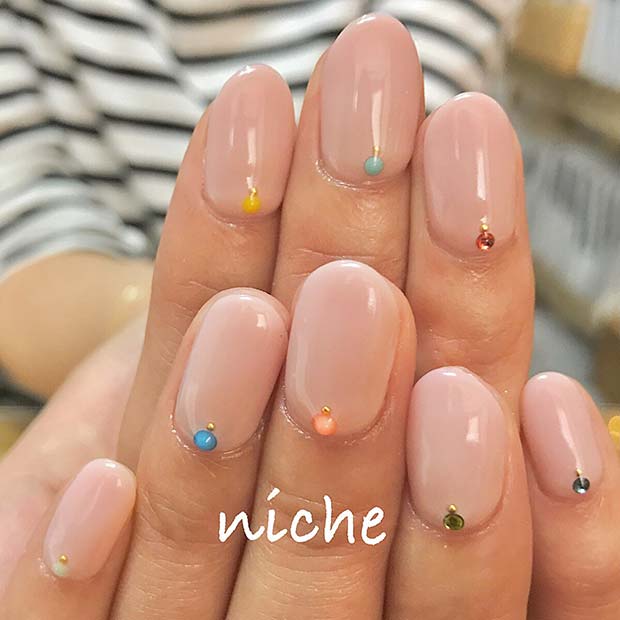 Colorful Gem Design for Simple Yet Eye-Catching Nail Designs