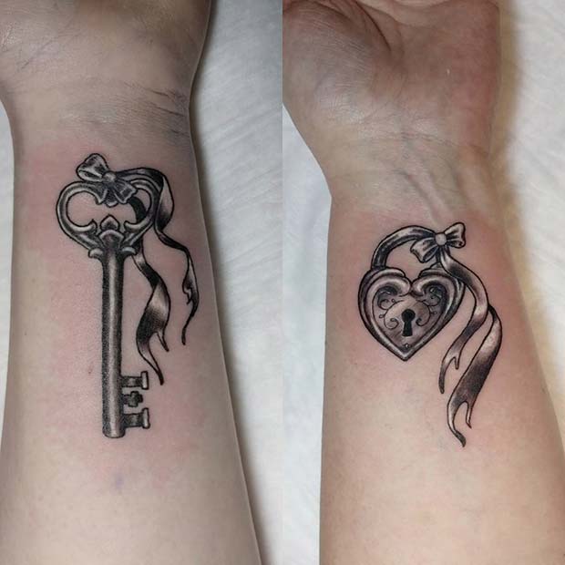Lock and Key Tattoos for Popular Mother Daughter Tattoos