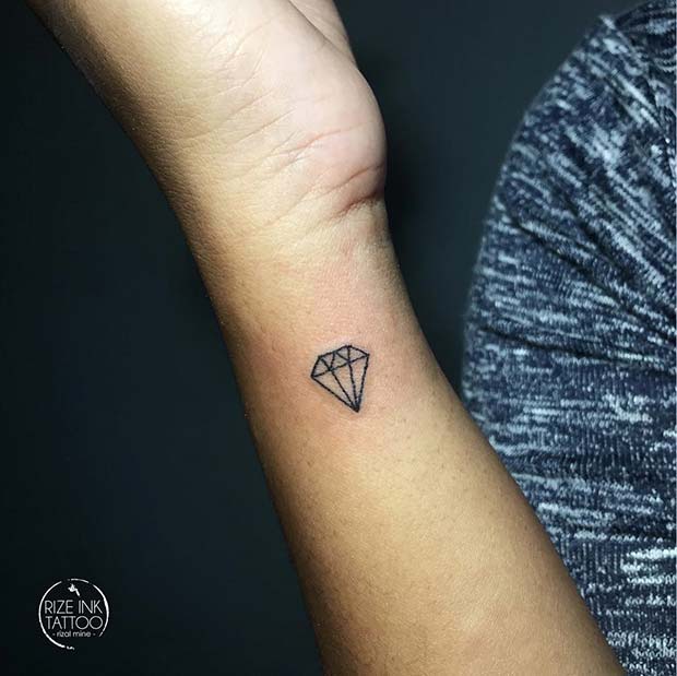Trendy Diamond Design for Tiny Tattoo Ideas
