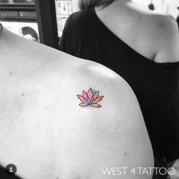 Vibrant Lotus Tattoo for Tiny Tattoo Ideas