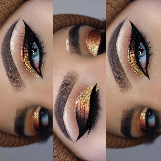 Gorgeous Gold Glitter Makeup for Makeup Ideas for Thanksgiving Dinner