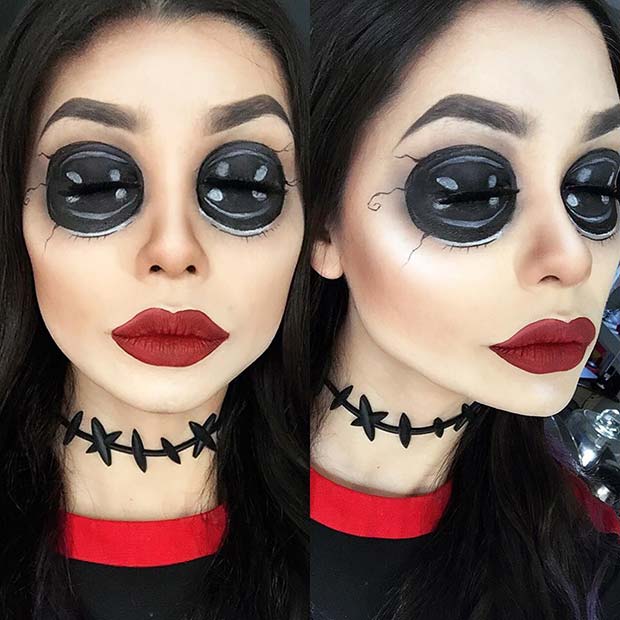 Coraline's Other Mother Makeup for Unique Halloween Makeup Ideas to Try