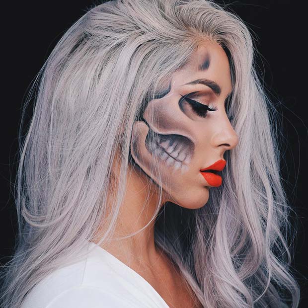 Half Skull Makeup for Best Halloween Makeup Ideas