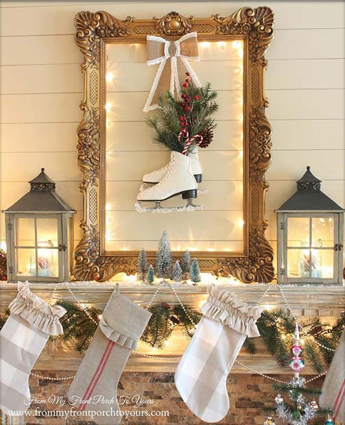 Ice Skate Christmas Mantel for Farmhouse Inspired Christmas Decor