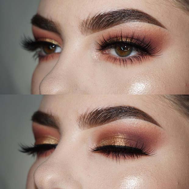 Glamorous Gold Eye Makeup for Makeup Ideas for Thanksgiving Dinner