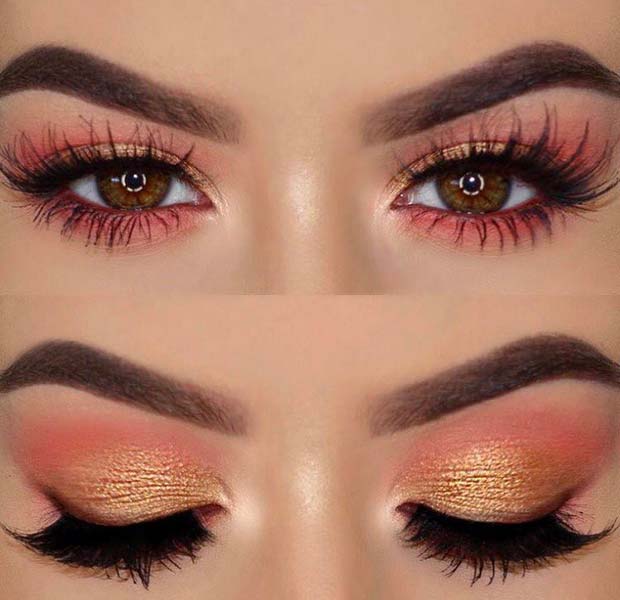 Cute Pink and Gold Eye Makeup for Makeup Ideas for Thanksgiving Dinner